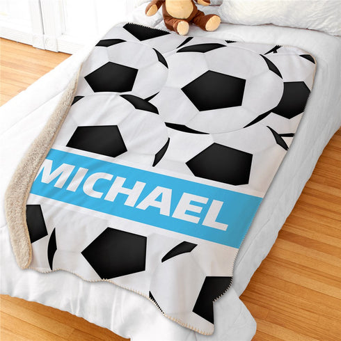 Personalized 50x60 Soccer Sherpa Blanket - Sunny Jar Personalized™