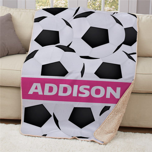 Personalized Soccer Sherpa Blanket - Sunny Jar Personalized™