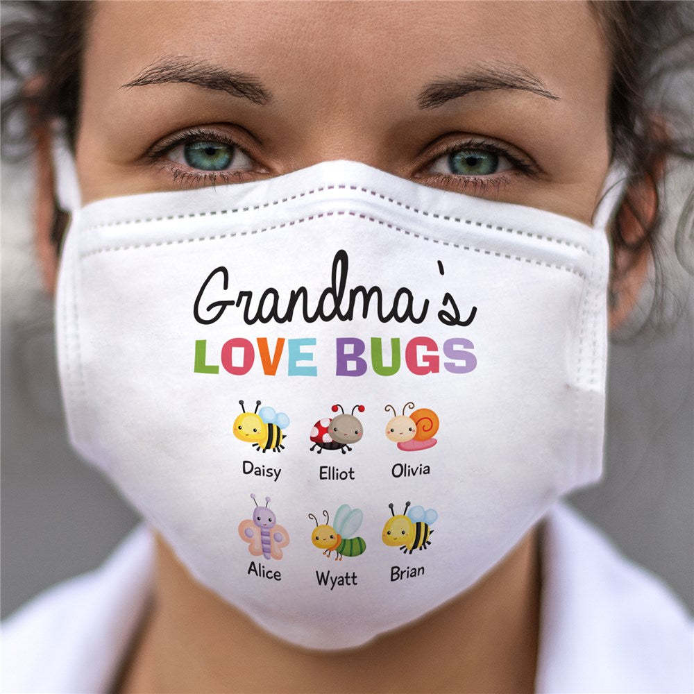 Personalized Grandma's Love Bugs Adult Face Mask - Sunny Jar Personalized™