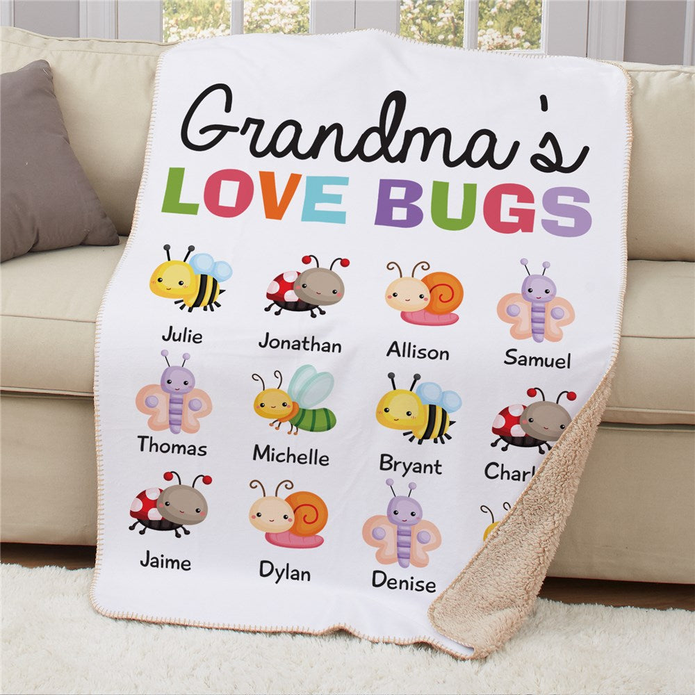 Personalized Love Bugs Sherpa Blanket - Sunny Jar Personalized™