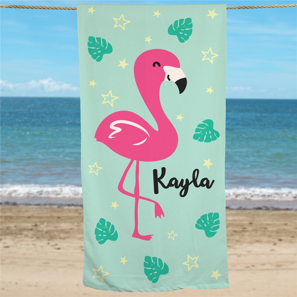 Personalized Flamingo Beach Towel - Sunny Jar Personalized™