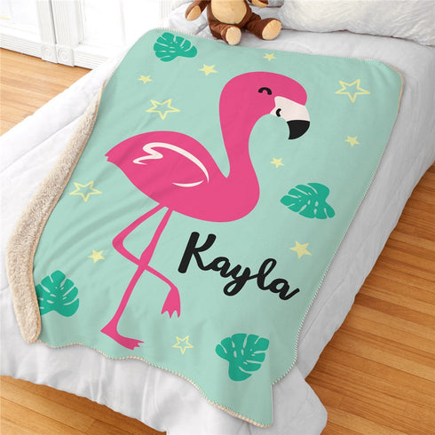 Personalized Flamingo Sherpa Blanket - Sunny Jar Personalized™