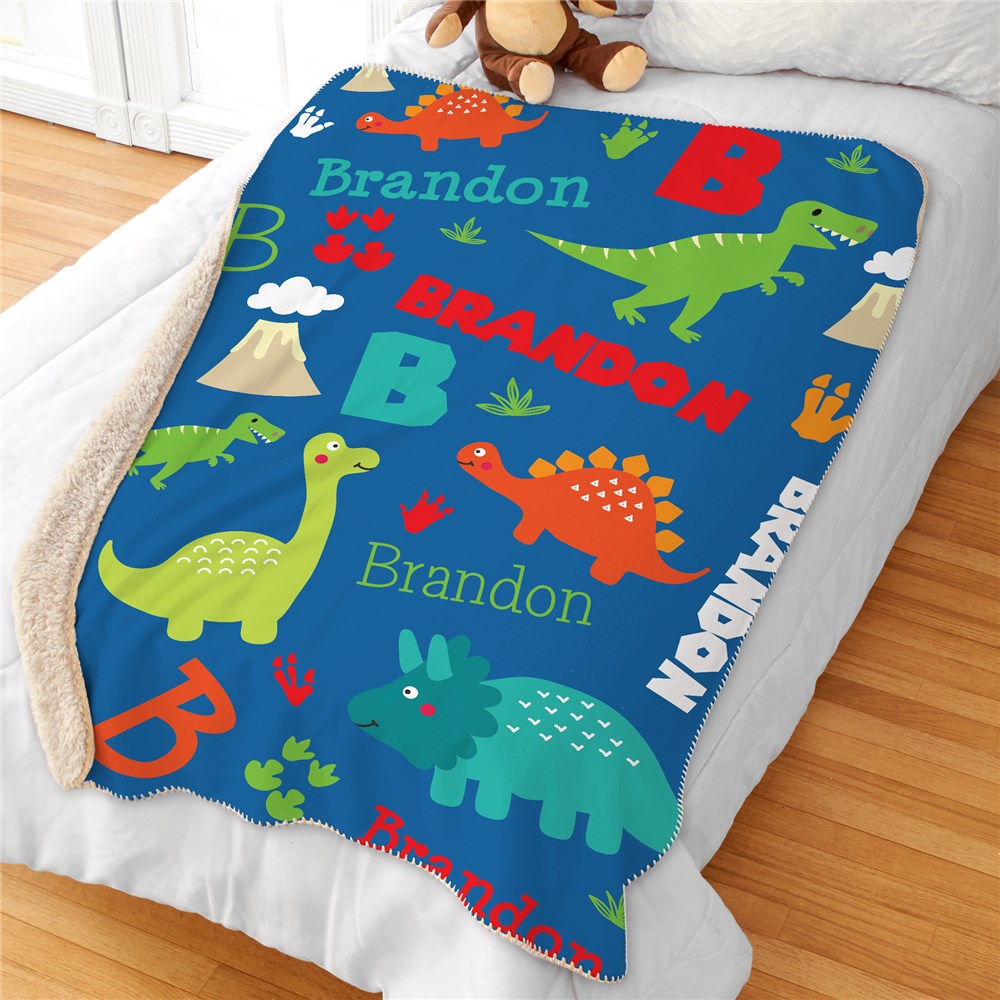 Personalized Dinosaur Sherpa Blanket - Sunny Jar Personalized™