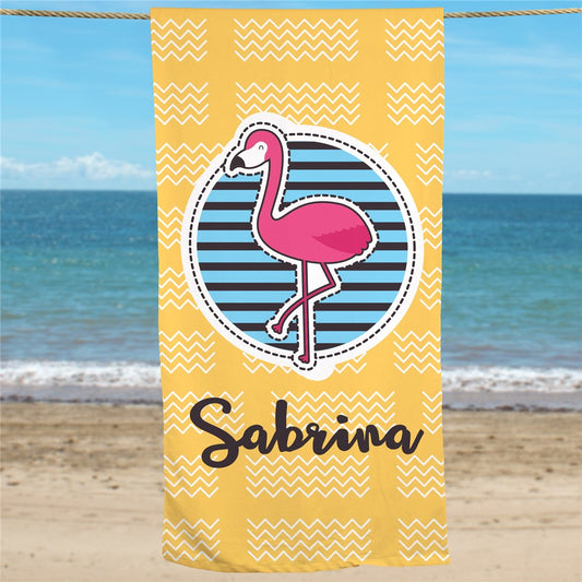 Personalized Summer Flamingo Beach Towel - Sunny Jar Personalized™