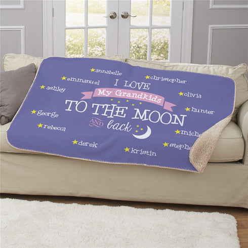 Personalized I Love My Grandkids To The Moon & Back Sherpa Blanket - Sunny Jar Personalized™