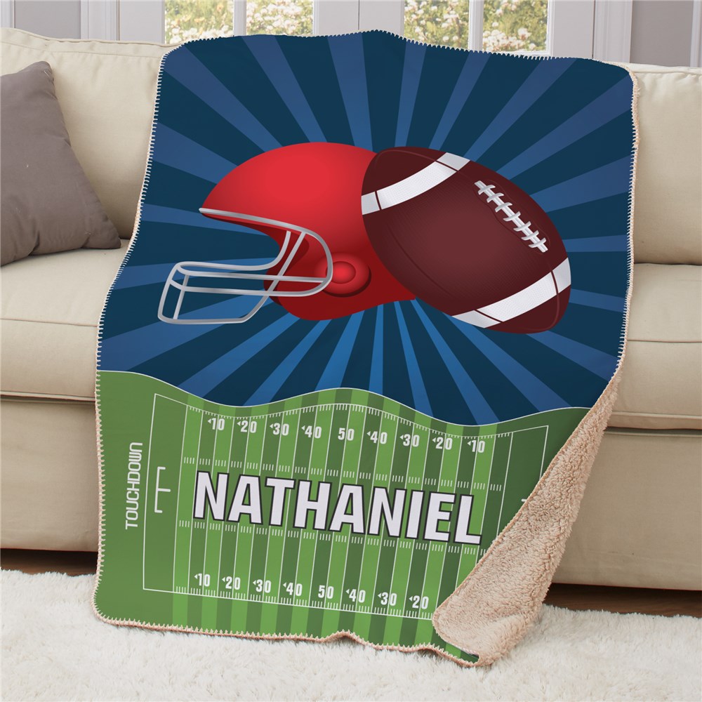 Personalized Football Helmet Sherpa Throw - Sunny Jar Personalized™