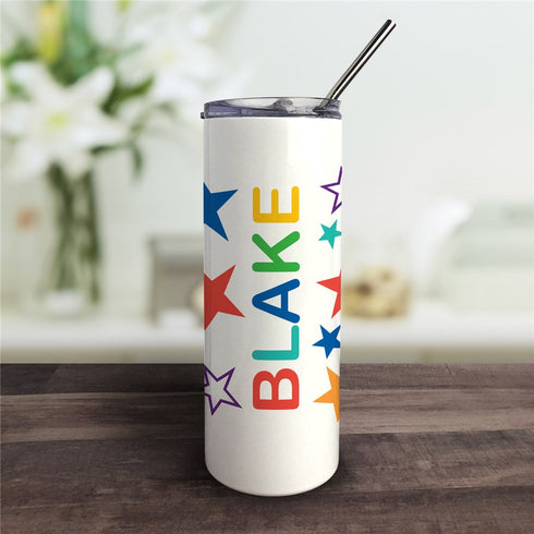 Personalized Name with Stars Tumbler with Straw - Sunny Jar Personalized™