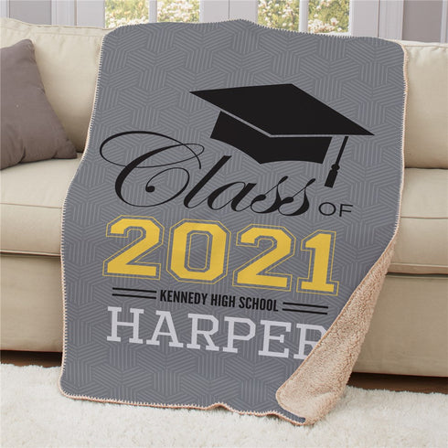 Personalized Class Of Graduation Sherpa Throw - Sunny Jar Personalized™