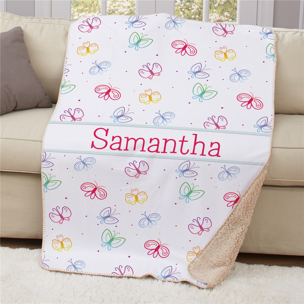 Personalized Butterflies Sherpa Blanket - Sunny Jar Personalized™