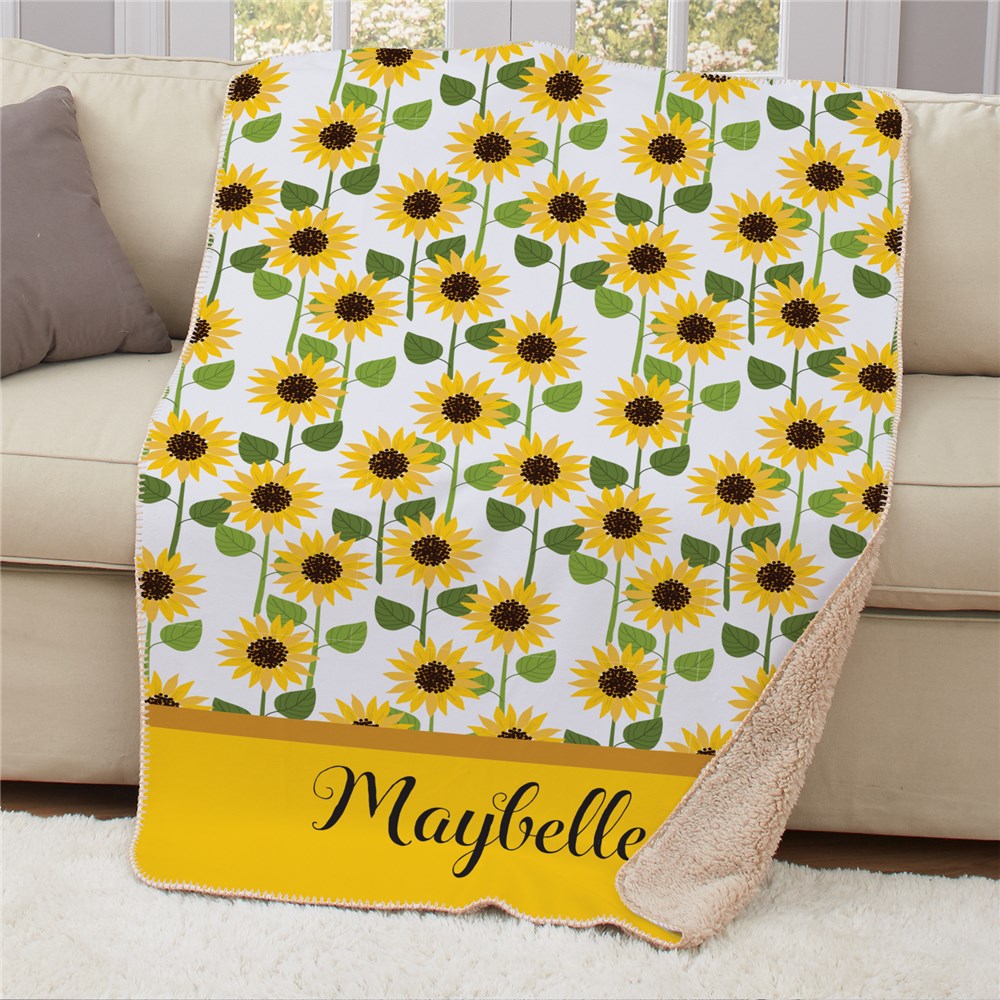 Personalized Sunflowers Sherpa Blanket - Sunny Jar Personalized™