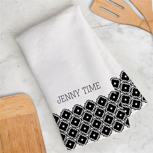 Personalized Geometric Decorative Tile Dish Towel - Sunny Jar Personalized™