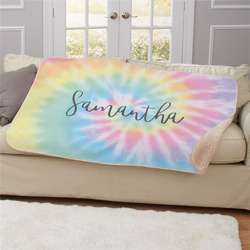 Personal Pastel Tie-Dye Sherpa Blanket - Sunny Jar Personalized™