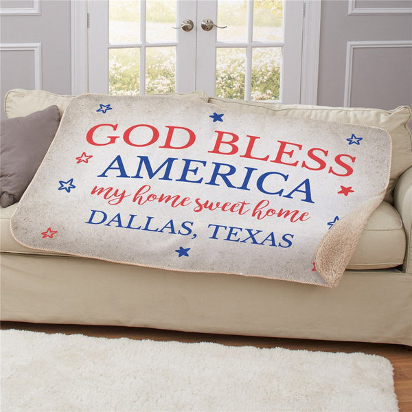 Personalized God Bless America Sherpa Blanket - Sunny Jar Personalized™