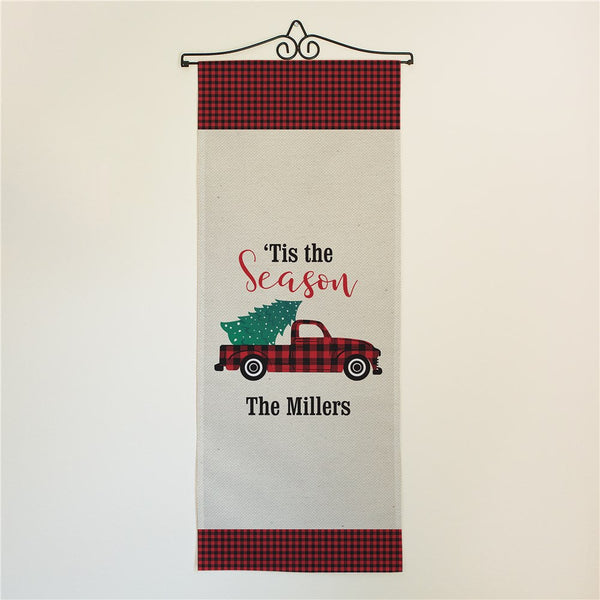 Personalized Tis The Season Gingham Truck Wall Hanging - Sunny Jar Personalized™