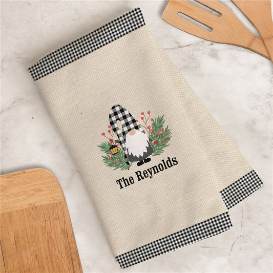 Personalized Gingham Gnome Hand/Sports Towel - Sunny Jar Personalized™