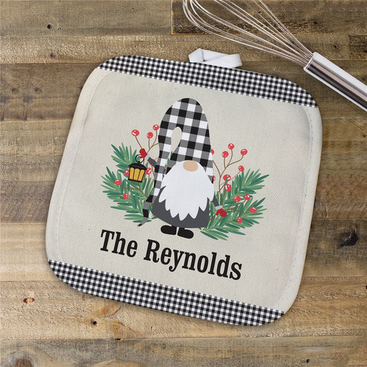 Personalized Welcome Gingham Gnome Pot Holder - Sunny Jar Personalized™