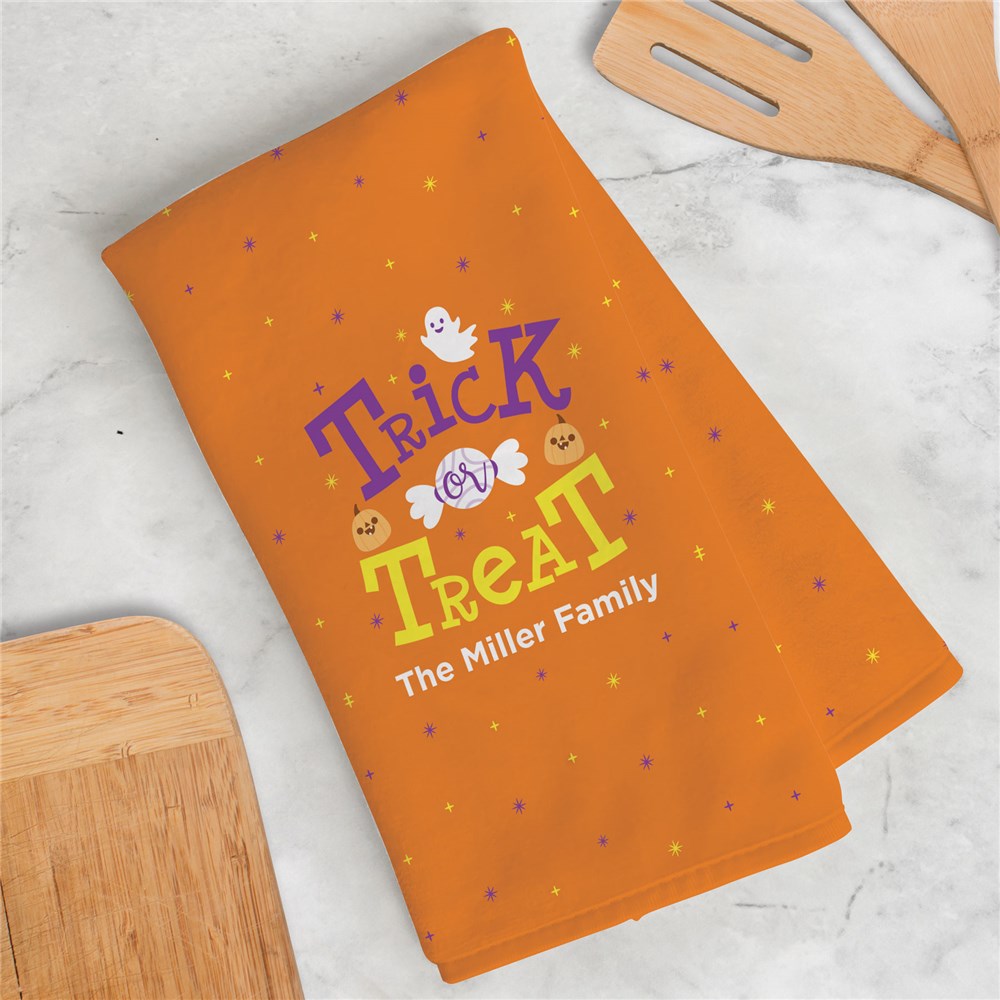 Personalized Trick or Treat Dish Towel - Sunny Jar Personalized™