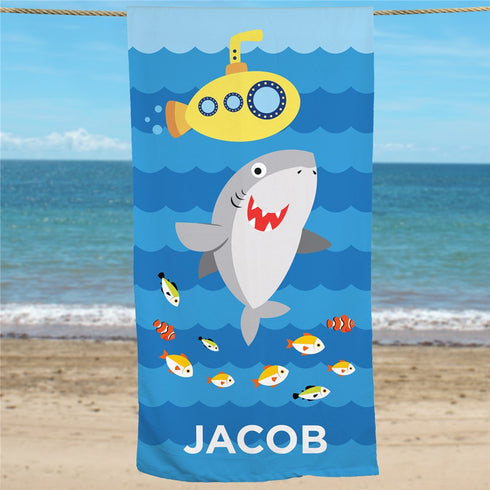 Personalized Shark Summer Beach Towel - Sunny Jar Personalized™