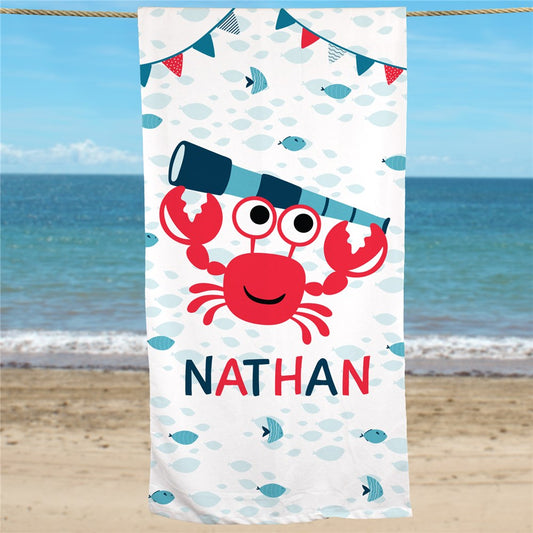 Personalized Crab Summer Beach Towel - Sunny Jar Personalized™