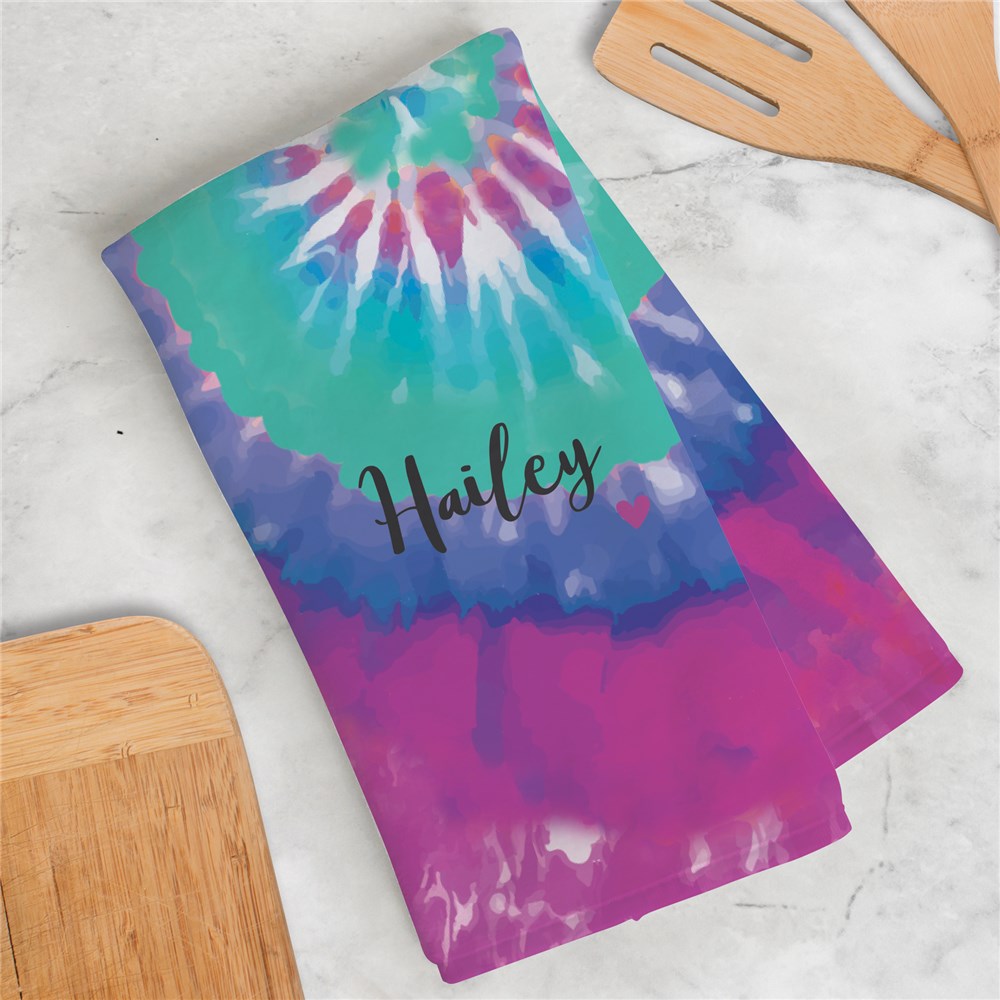 Personalized Tie-Dye With Heart Hand Towel - Sunny Jar Personalized™