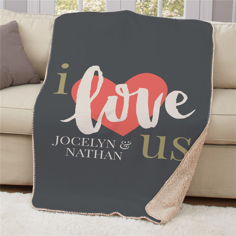 Personalized I Love Us Sherpa Blanket - Sunny Jar Personalized™