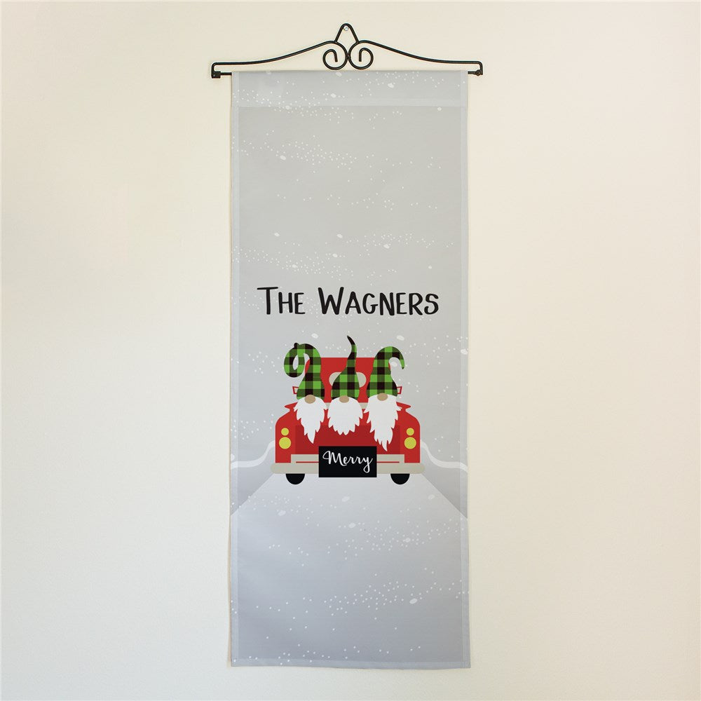 Personalized Christmas Truck Plaid Gnomes Wall Hanging - Sunny Jar Personalized™