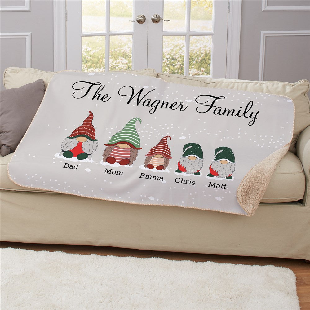 Personalized Gnome Family Sherpa Blanket - Sunny Jar Personalized™