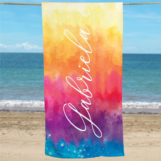 Personalized Tie Dye Colors Beach Towel - Sunny Jar Personalized™