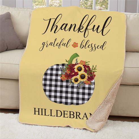 Personalized Welcome Buffalo Pumpkin 50"x 60" Sherpa Throw