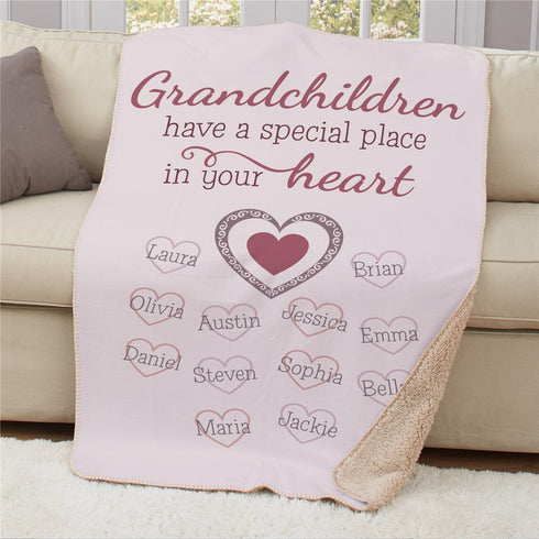 Personalized Grandchildren Have A Special Place In Your Heart 50x60 Sherpa Blanket - Sunny Jar Personalized™