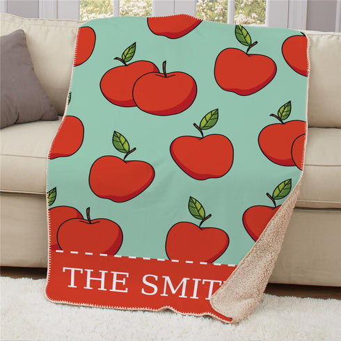 Personalized Apples Sherpa Blanket - Sunny Jar Personalized™