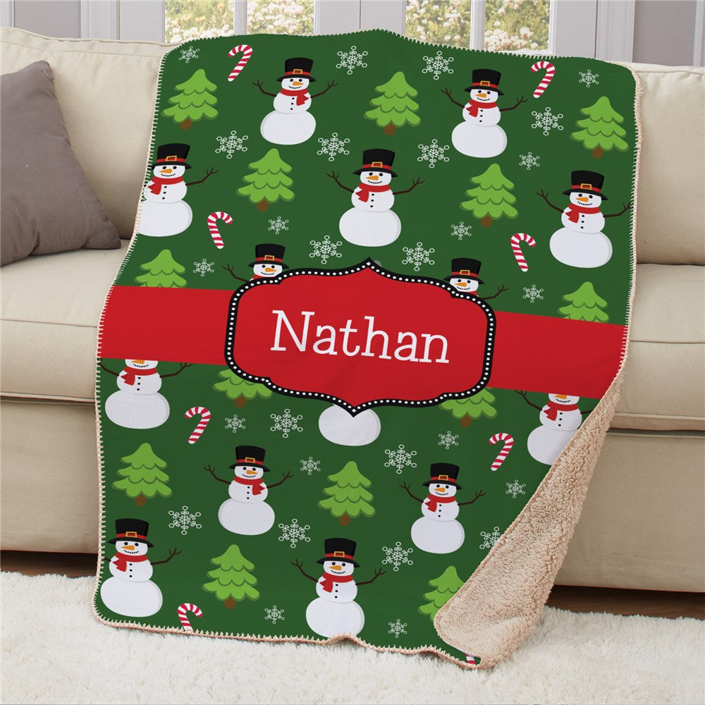 Personalized Snowmen 50x60 Sherpa Blanket - Sunny Jar Personalized™