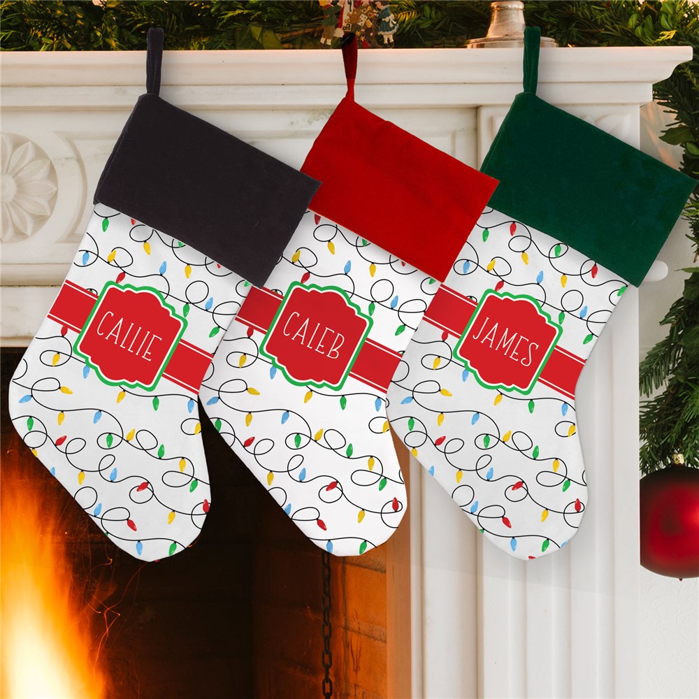 Personalized Christmas Lights Stocking - Sunny Jar Personalized™