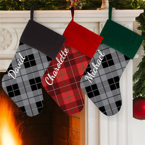 Personalized Plaid Name Stocking - Sunny Jar Personalized™