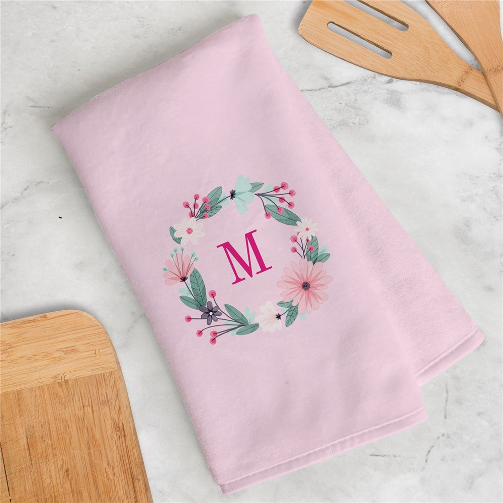 Personalized Floral Initial Dish Towel - Sunny Jar Personalized™