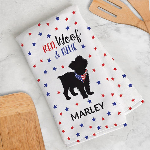 Personalized Red, Woof & Blue Dish Towel - Sunny Jar Personalized™