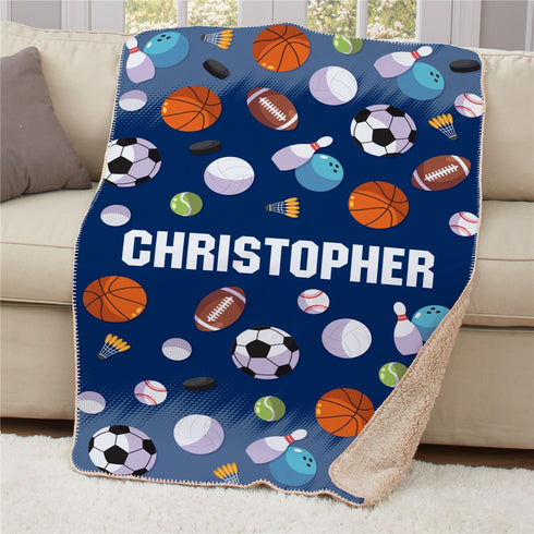 Personalized General Sports with Name Sherpa Blanket - Sunny Jar Personalized™