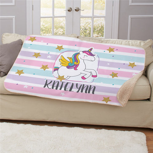 Personalized Unicorn Frame Sherpa Blanket - Sunny Jar Personalized™