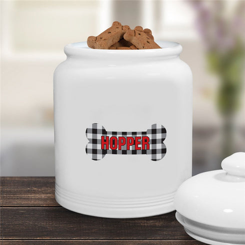 Personalized Plaid Bone Treat Jar - Sunny Jar Personalized™