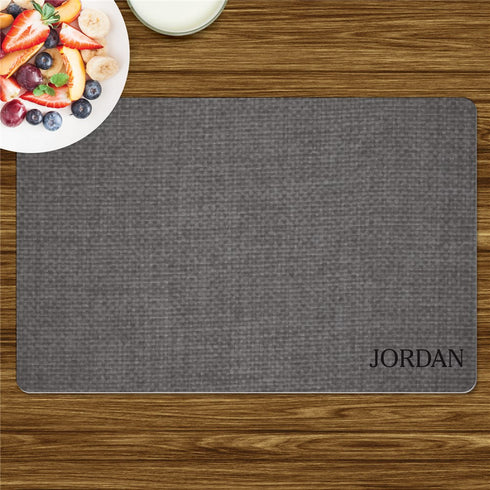 Personalized Grey Texture with Serif Font Placemat - Sunny Jar Personalized™