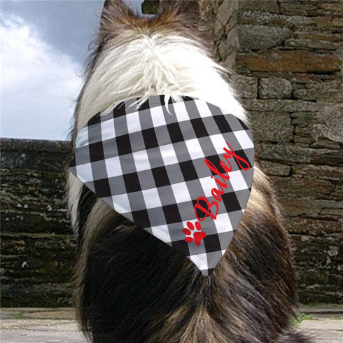 Personalized Plaid Red Paw & Name Pet Bandana - Sunny Jar Personalized™