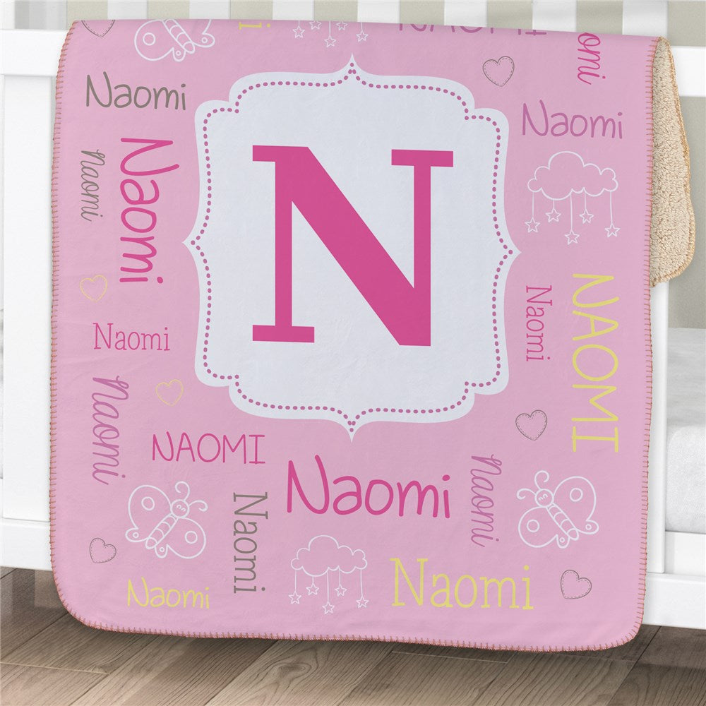 Personalized Baby Name Baby Sherpa Blanket - Sunny Jar Personalized™