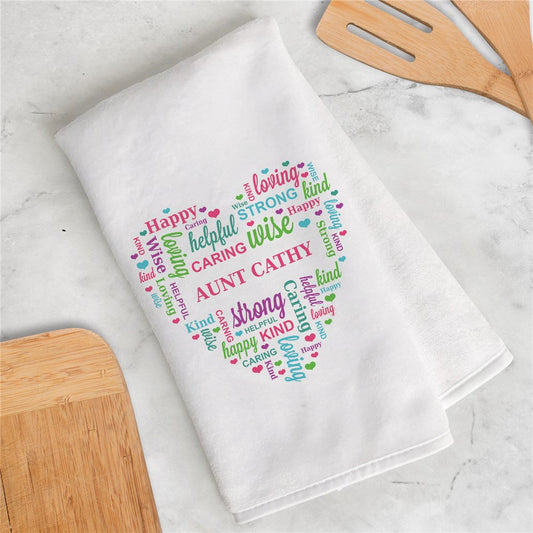 Personalized Word Art Heart Dish Towel - Sunny Jar Personalized™