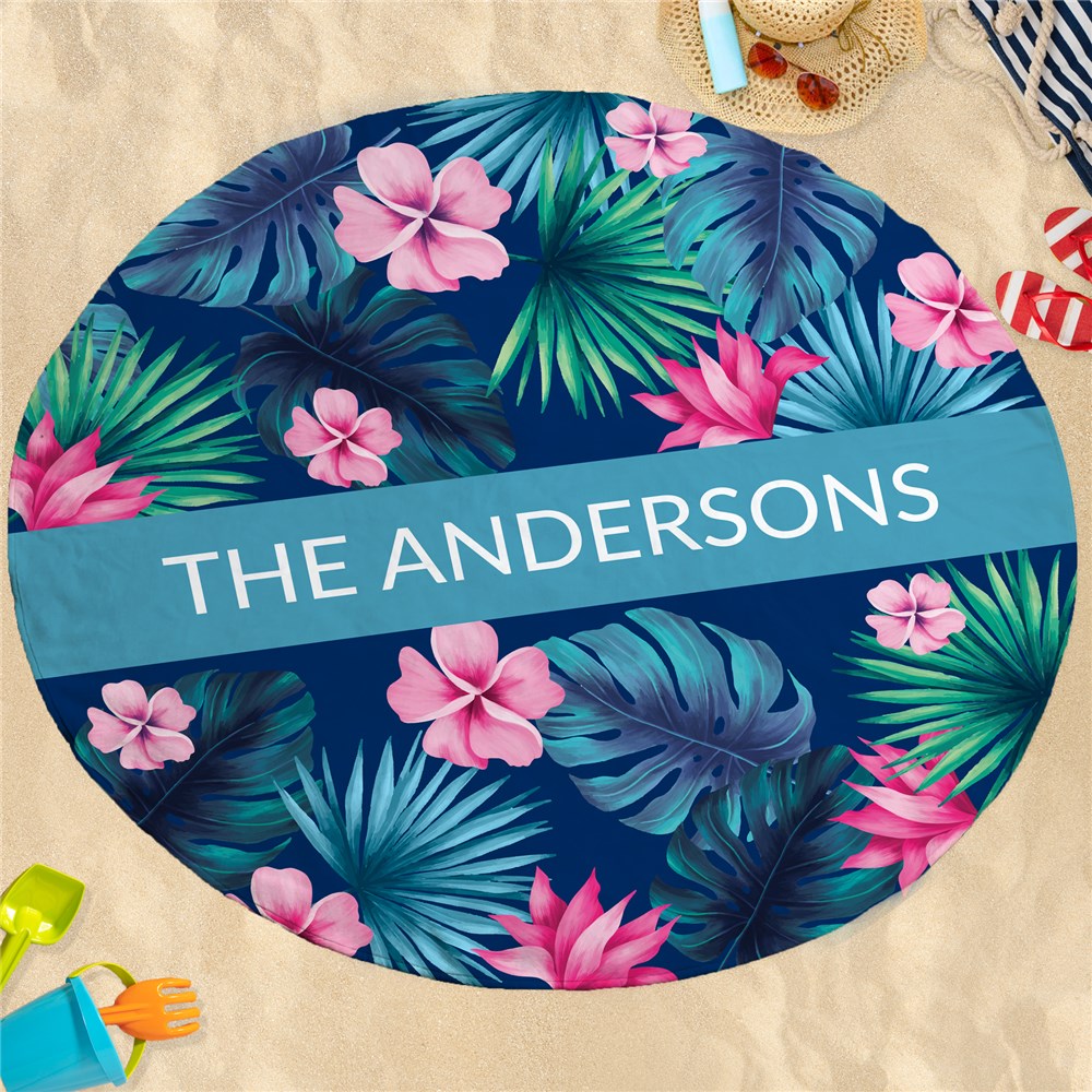 Personalized Tropical Round Beach Towel - Sunny Jar Personalized™