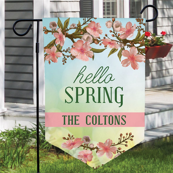 Personalized Hello Spring Pennant Garden Flag - Sunny Jar Personalized™