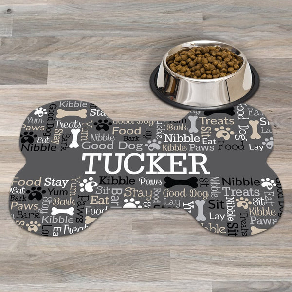 Personalized Pet Paw with Hearts static word art Dog Bone Rug - Sunny Jar Personalized™