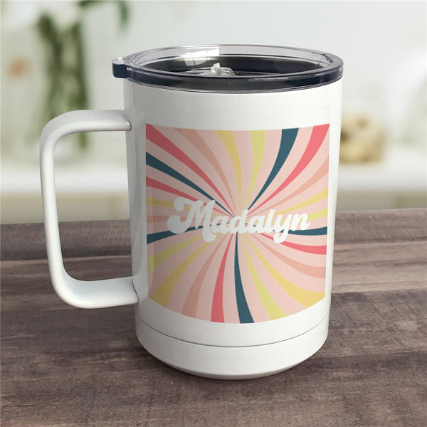 Personalized Retro Sunburst Insulated Travel Mug - Sunny Jar Personalized™