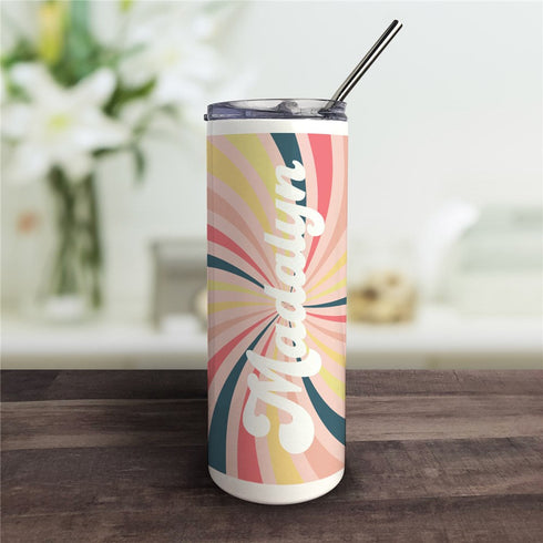 Personalized Retro Sunburst Tumbler with Straw - Sunny Jar Personalized™