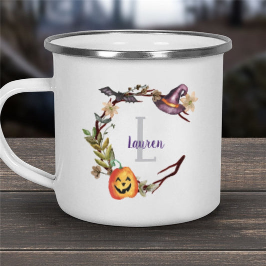 Personalized Witch's Hat Wreath Camper Mug - Sunny Jar Personalized™