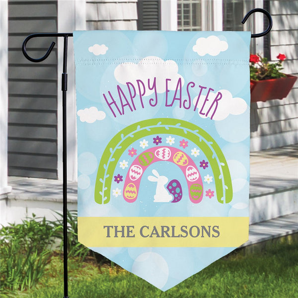 Personalized Colorful Easter Rainbow Pennant Shape Garden Flag - Sunny Jar Personalized™